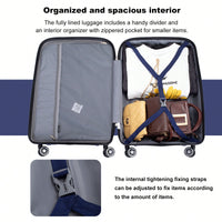 Lightweight Durable 3-Piece Hardshell Luggage Set With Spinner Wheels And TSA Lock - Stylish Purplish Blue Suitcases (20"/24"/28")