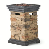 Elegant 19.5-Inch Outdoor Stone Fire Column - 40,000 BTU Patio Heater For Cozy Gatherings