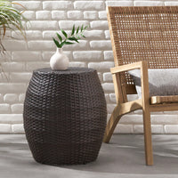 Stylish 14-Inch Outdoor Wicker Patio Side Table - Perfect For Any Garden Or Balcony Decor