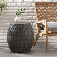 Stylish 14-Inch Outdoor Wicker Patio Side Table - Perfect For Any Garden Or Balcony Decor