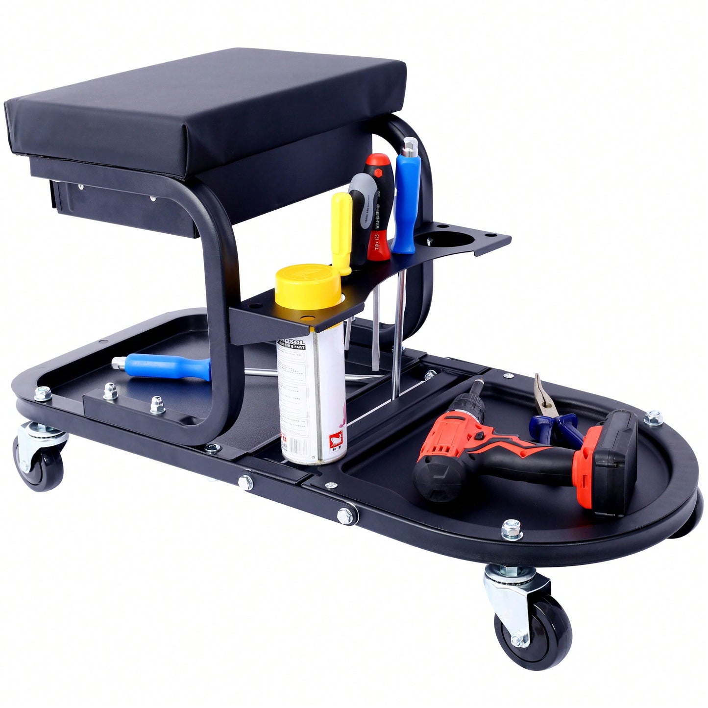 Versatile Rolling Detailing & Utility Cart For Cars, Trucks, SUVs, RVs, Home, Garden, Garage & More - Sleek Black Design