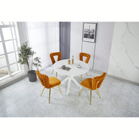 Stylish Set of 2 Modern Chairs with Gold Legs and Soft Black Cushions for Dining and Living Spaces