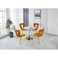 Stylish Set of 2 Modern Chairs with Gold Legs and Soft Black Cushions for Dining and Living Spaces