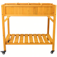 Customizable 8-Pocket Raised Garden Bed on Wheels with Storage Shelf for Herbs Vegetables and Flowers