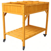 Customizable 8-Pocket Raised Garden Bed on Wheels with Storage Shelf for Herbs Vegetables and Flowers