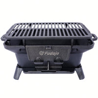 Portable Enameled Cast Iron Oval Grill for Outdoor BBQ Camping and Hibachi Style Cooking