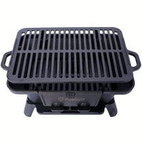 Portable Enameled Cast Iron Oval Grill for Outdoor BBQ Camping and Hibachi Style Cooking