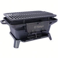 Portable Enameled Cast Iron Oval Grill for Outdoor BBQ Camping and Hibachi Style Cooking