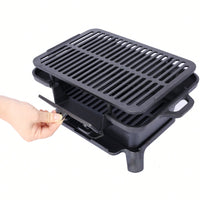 Portable Enameled Cast Iron Oval Grill for Outdoor BBQ Camping and Hibachi Style Cooking