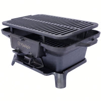 Portable Enameled Cast Iron Oval Grill for Outdoor BBQ Camping and Hibachi Style Cooking