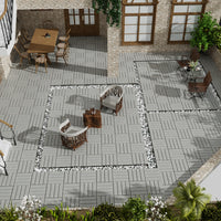 Durable Interlocking WPC Patio Deck Tiles Pack of 11 Water-Resistant Composite Flooring for Indoor Outdoor DIY Projects 11.8 Inch