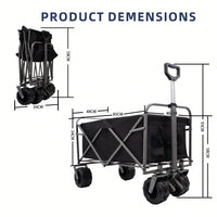 Versatile Folding Wagon For Kids - Portable Beach Trolley Cart For Outdoor Garden, Park, And Camping With Large Wheels