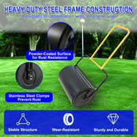 High-Capacity 40L Lawn Roller with Ergonomic Handle Fills with Sand or Water for Easy Use in Gardens Farms and Parks