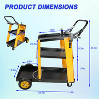 Heavy-Duty 3-Tier Welding Cart with Gas Bottle Storage for TIG MIG and Plasma Cutters Enhanced Handles and Capacity