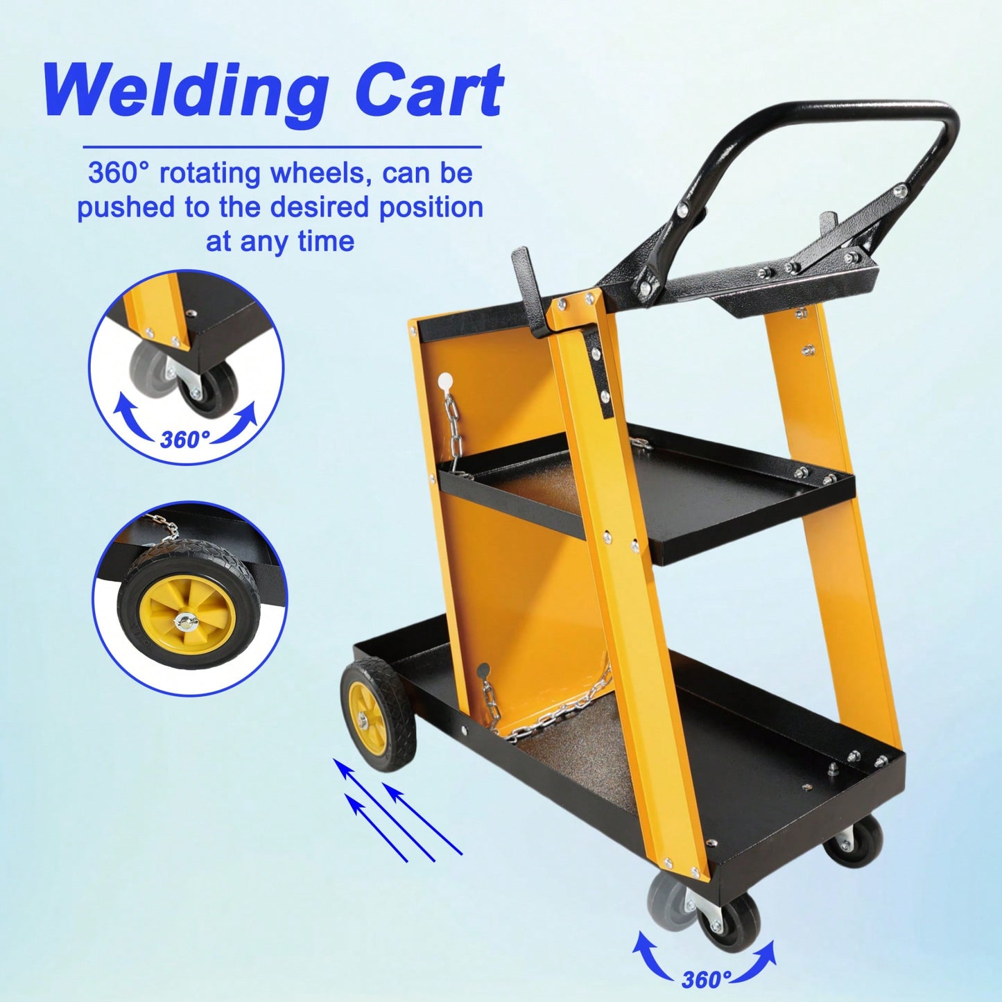 Heavy-Duty 3-Tier Welding Cart with Gas Bottle Storage for TIG MIG and Plasma Cutters Enhanced Handles and Capacity