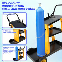 Heavy-Duty 3-Tier Welding Cart with Gas Bottle Storage for TIG MIG and Plasma Cutters Enhanced Handles and Capacity