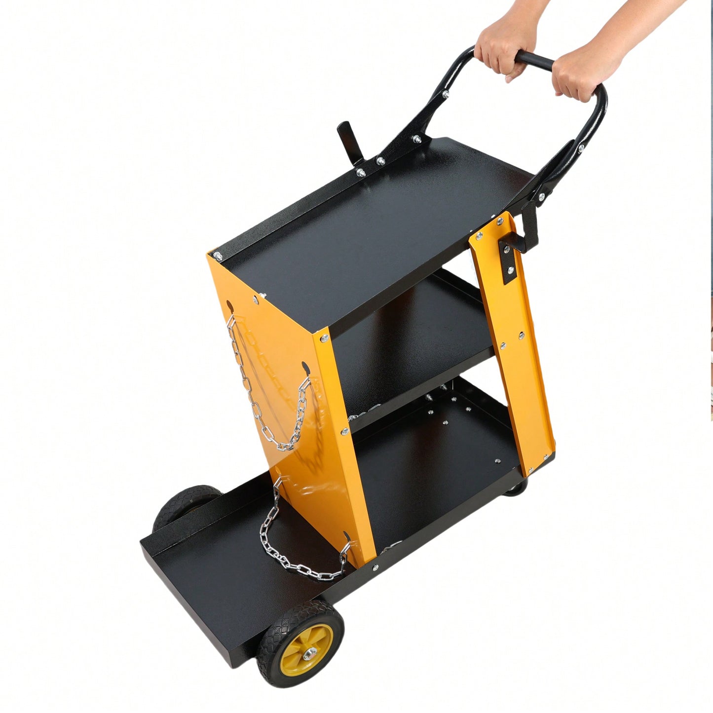 Heavy-Duty 3-Tier Welding Cart with Gas Bottle Storage for TIG MIG and Plasma Cutters Enhanced Handles and Capacity