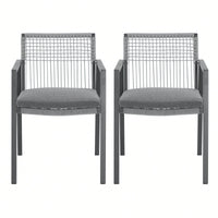 Stylish Outdoor Dining Chair Set Of 2 – Durable Aluminum And Rope Design With Cushions For Patio, Backyard, Poolside, And Balcony Seating