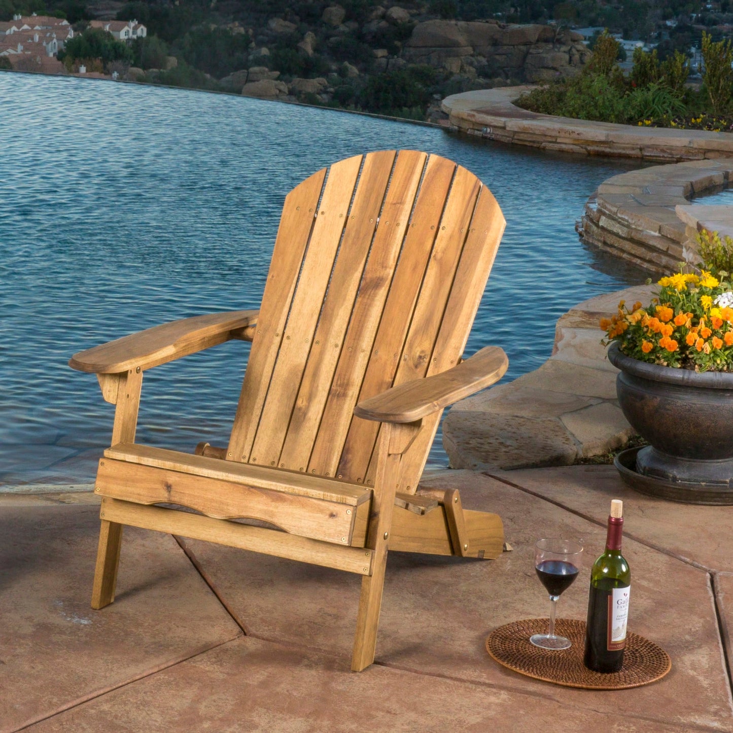 Comfortable Folding Reclining Adirondack Chair For Outdoor Relaxation