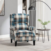 Stylish Upholstered Vintage Armchair Recliner - Comfortable Leisure Chair For Living Room (Grey Check)