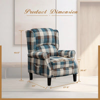 Stylish Upholstered Vintage Armchair Recliner - Comfortable Leisure Chair For Living Room (Grey Check)