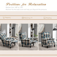 Stylish Upholstered Vintage Armchair Recliner - Comfortable Leisure Chair For Living Room (Grey Check)