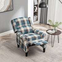 Stylish Upholstered Vintage Armchair Recliner - Comfortable Leisure Chair For Living Room (Grey Check)