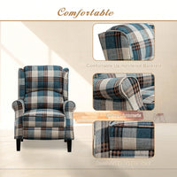 Stylish Upholstered Vintage Armchair Recliner - Comfortable Leisure Chair For Living Room (Grey Check)
