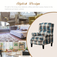 Stylish Upholstered Vintage Armchair Recliner - Comfortable Leisure Chair For Living Room (Grey Check)