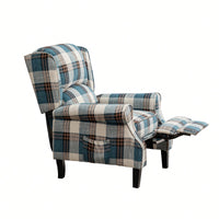 Stylish Upholstered Vintage Armchair Recliner - Comfortable Leisure Chair For Living Room (Grey Check)