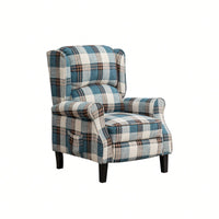 Stylish Upholstered Vintage Armchair Recliner - Comfortable Leisure Chair For Living Room (Grey Check)