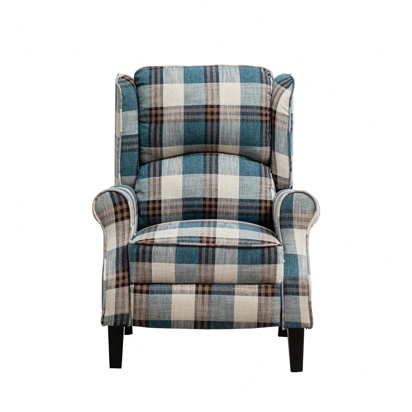 Stylish Upholstered Vintage Armchair Recliner - Comfortable Leisure Chair For Living Room (Grey Check)