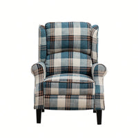 Stylish Upholstered Vintage Armchair Recliner - Comfortable Leisure Chair For Living Room (Grey Check)