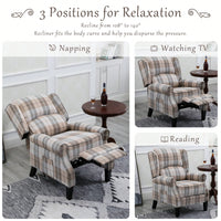 Stylish Upholstered Vintage Armchair Recliner - Comfortable Leisure Chair For Living Room (Grey Check)