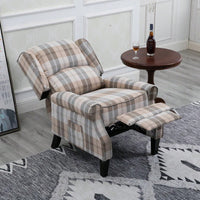 Stylish Upholstered Vintage Armchair Recliner - Comfortable Leisure Chair For Living Room (Grey Check)