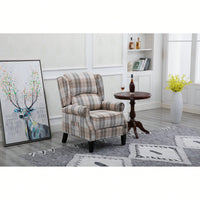 Stylish Upholstered Vintage Armchair Recliner - Comfortable Leisure Chair For Living Room (Grey Check)