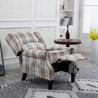 Stylish Upholstered Vintage Armchair Recliner - Comfortable Leisure Chair For Living Room (Grey Check)
