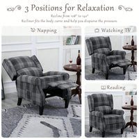 Stylish Upholstered Vintage Armchair Recliner - Comfortable Leisure Chair For Living Room (Grey Check)
