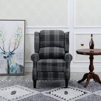 Stylish Upholstered Vintage Armchair Recliner - Comfortable Leisure Chair For Living Room (Grey Check)