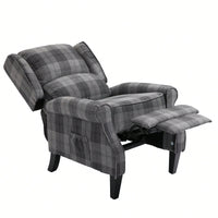 Stylish Upholstered Vintage Armchair Recliner - Comfortable Leisure Chair For Living Room (Grey Check)