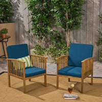 Elegant Acacia Wood Club Chairs – Set Of 2 For Stylish Indoor Or Outdoor Seating