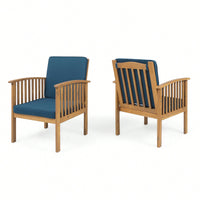 Elegant Acacia Wood Club Chairs – Set Of 2 For Stylish Indoor Or Outdoor Seating