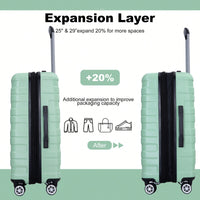 Lightweight Durable 3-Piece Expandable Luggage Set With Double Spinner Wheels, TSA Lock, And Hooks - Dark Blue (21"/25"/29")