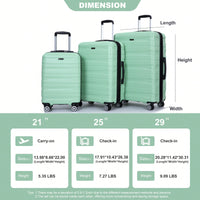 Lightweight Durable 3-Piece Expandable Luggage Set With Double Spinner Wheels, TSA Lock, And Hooks - Dark Blue (21"/25"/29")