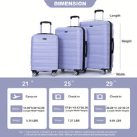 Lightweight Durable 3-Piece Expandable Luggage Set With Double Spinner Wheels, TSA Lock, And Hooks - Dark Blue (21"/25"/29")