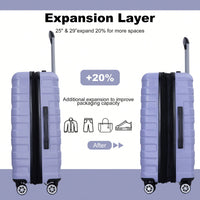 Lightweight Durable 3-Piece Expandable Luggage Set With Double Spinner Wheels, TSA Lock, And Hooks - Dark Blue (21"/25"/29")