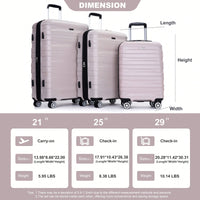 Lightweight Durable 3-Piece Expandable Luggage Set With Double Spinner Wheels, TSA Lock, And Hooks - Dark Blue (21"/25"/29")