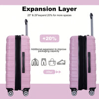 Lightweight Durable 3-Piece Expandable Luggage Set With Double Spinner Wheels, TSA Lock, And Hooks - Dark Blue (21"/25"/29")