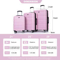 Lightweight Durable 3-Piece Expandable Luggage Set With Double Spinner Wheels, TSA Lock, And Hooks - Dark Blue (21"/25"/29")