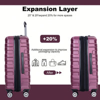 Lightweight Durable 3-Piece Expandable Luggage Set With Double Spinner Wheels, TSA Lock, And Hooks - Dark Blue (21"/25"/29")